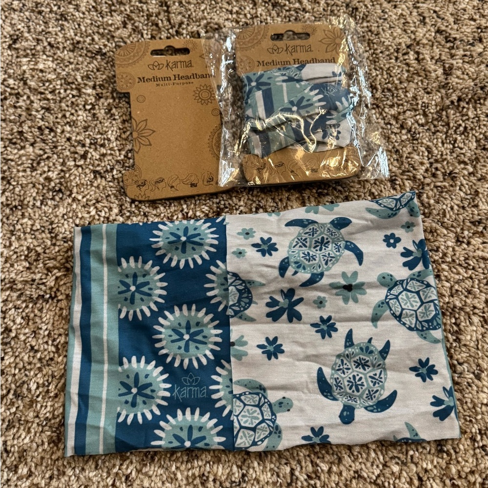 Karma Teal and White Sea Turtle Medium Headband - Multipurpose - Picture 3 of 5
